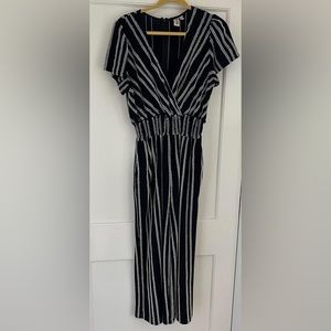 Anthropologie. Navy and white stripe jumpsuit. Size M.